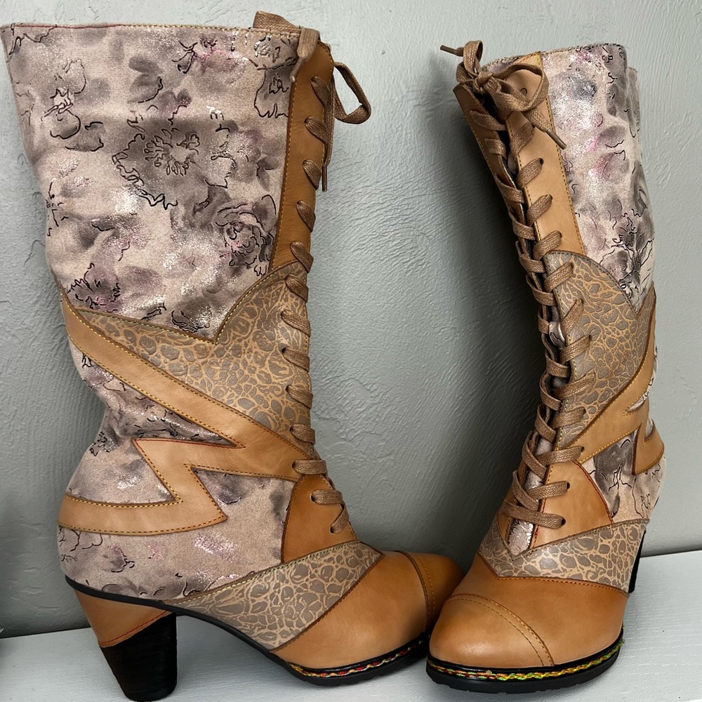 L’Artiste spring step Malagie lace up (and zip) boot neutral color - Picture 3 of 6